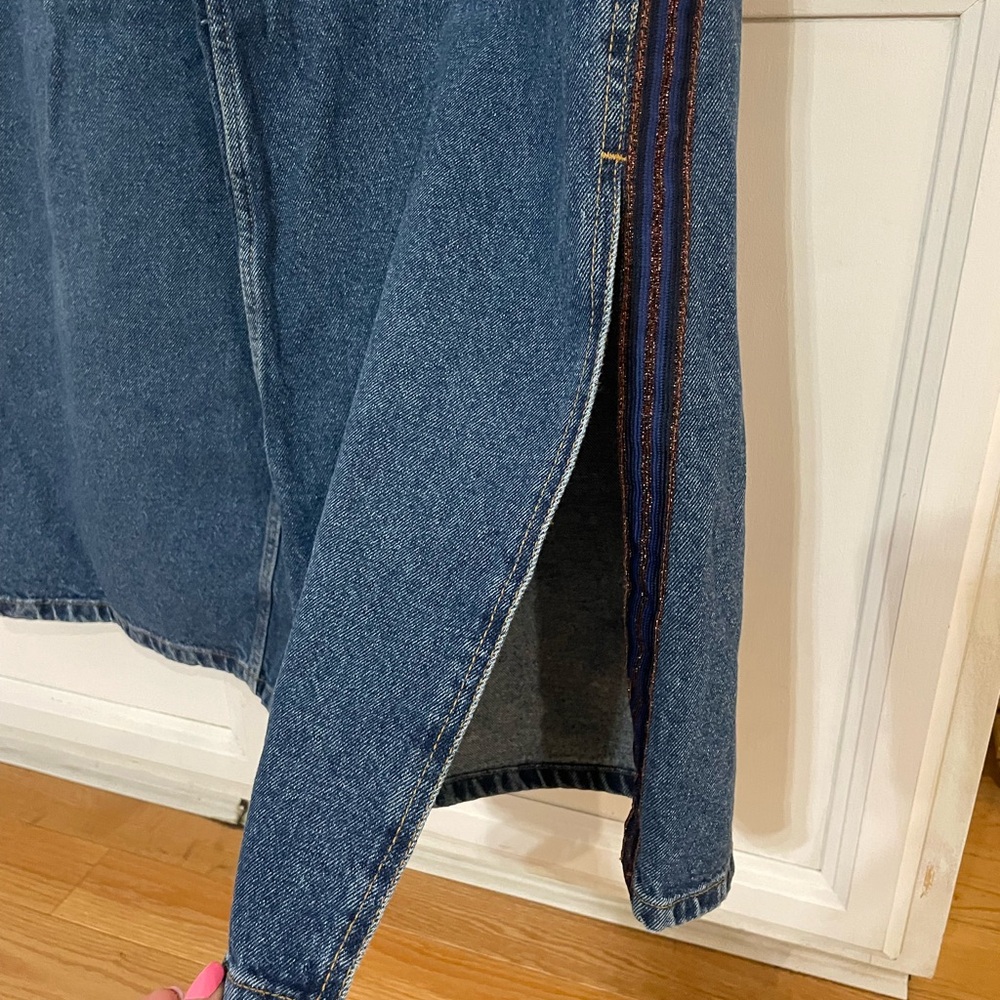 Zara Wide Leg Cropped High Waisted Dark Wash Slit Side Jeans Size 2 - Picture 5 of 7